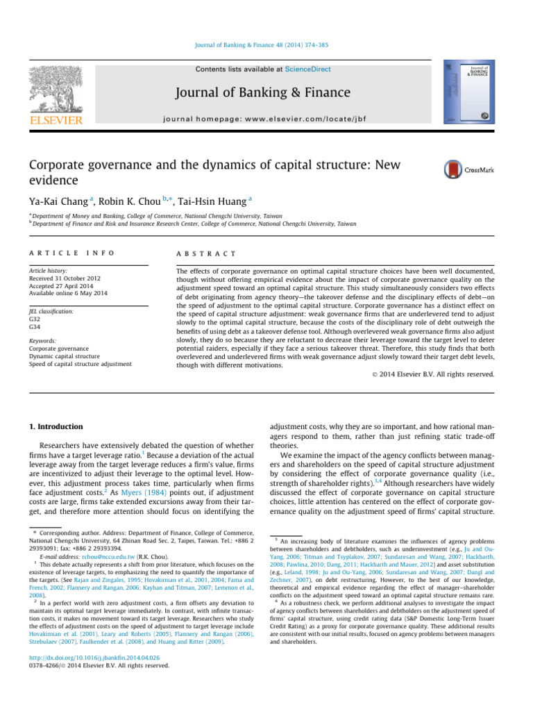 Corporate Governance and Capital Structure Dynamics | PDF | Capital ...