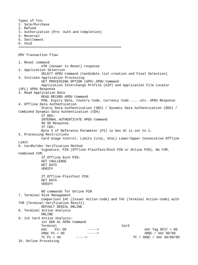 Emv Transaction Flow | PDF | Emv | Personal Identification Number