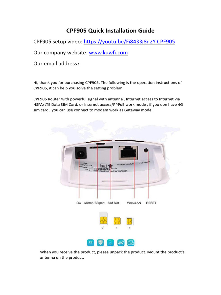 CPF905 Quick Installation Guide-En | PDF