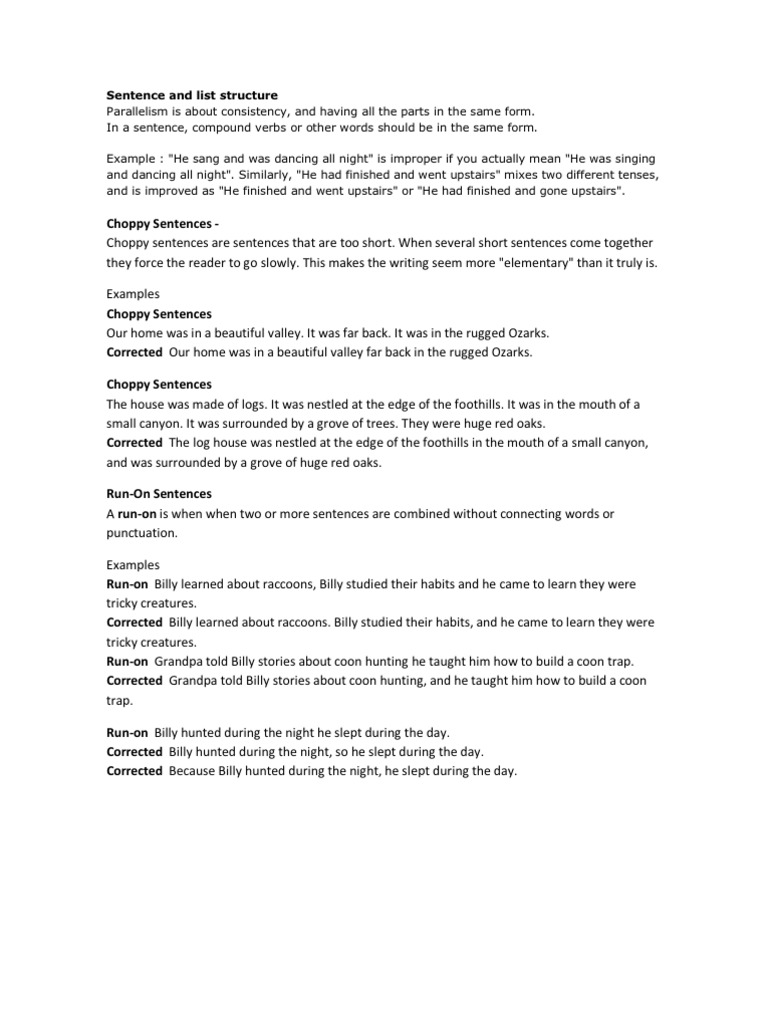 Sentence And List Structure Sentence Linguistics Comma
