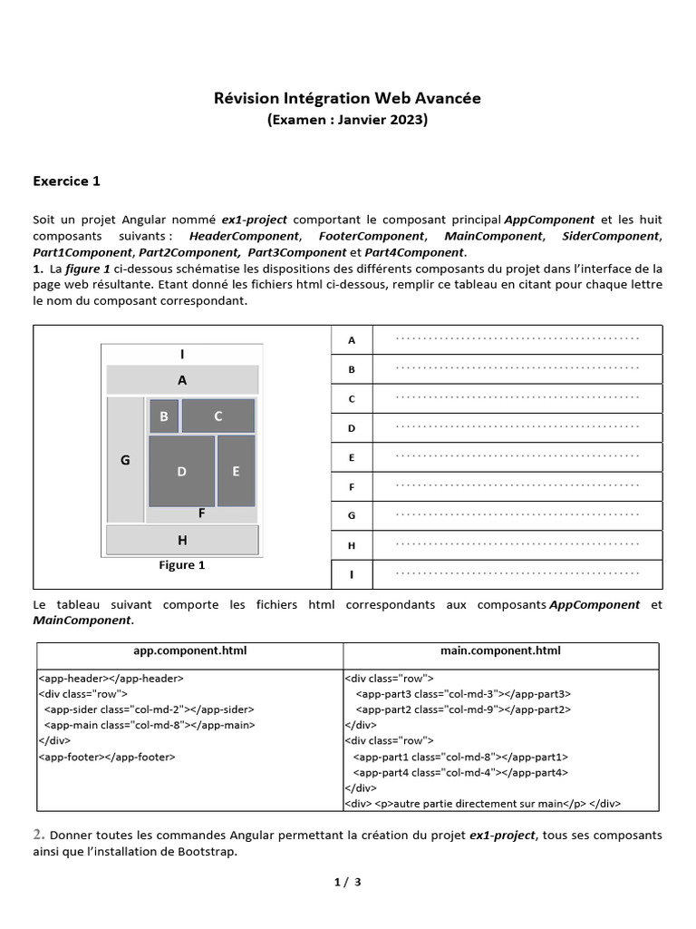 Examen Angular : Composants et Routage | PDF | Fichier informatique ...