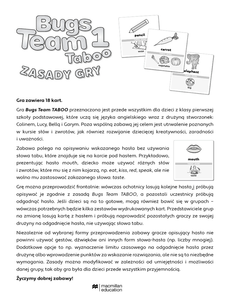 Bugs Team 1 Karty Taboo | PDF