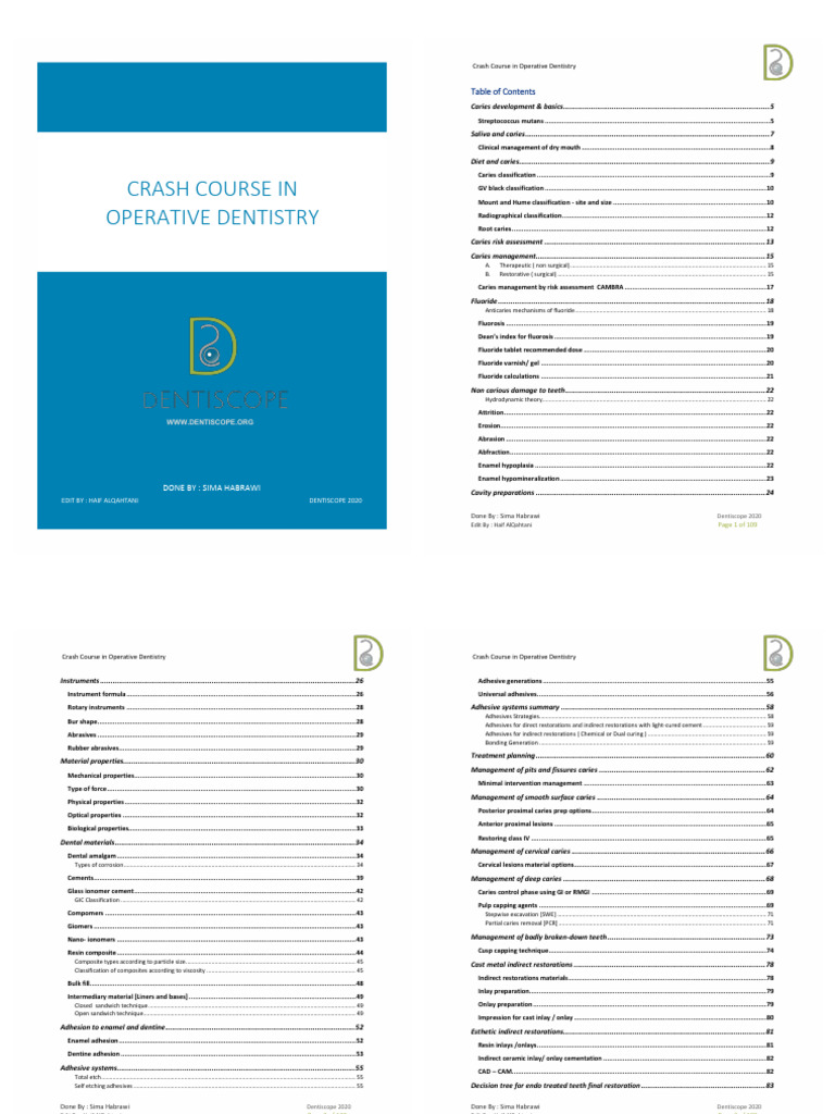 Crash Course in Operative Dentistry | PDF | Tooth Enamel | Dentistry ...