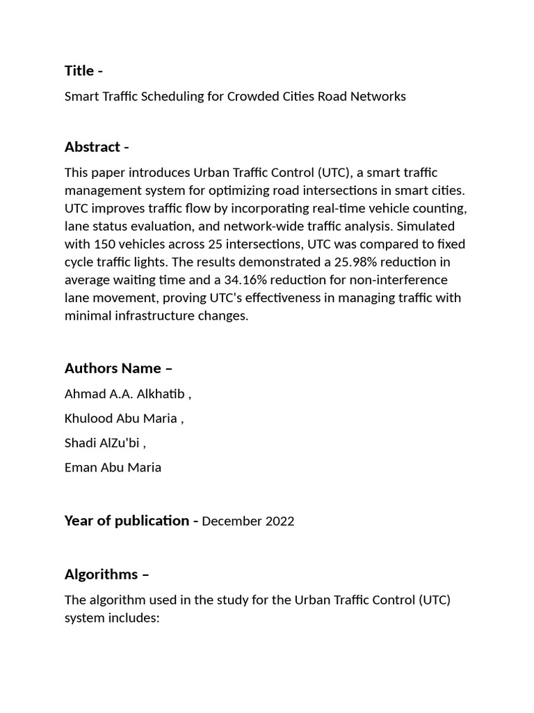 Smart Traffic Scheduling in Cities | PDF | Traffic | Traffic Congestion