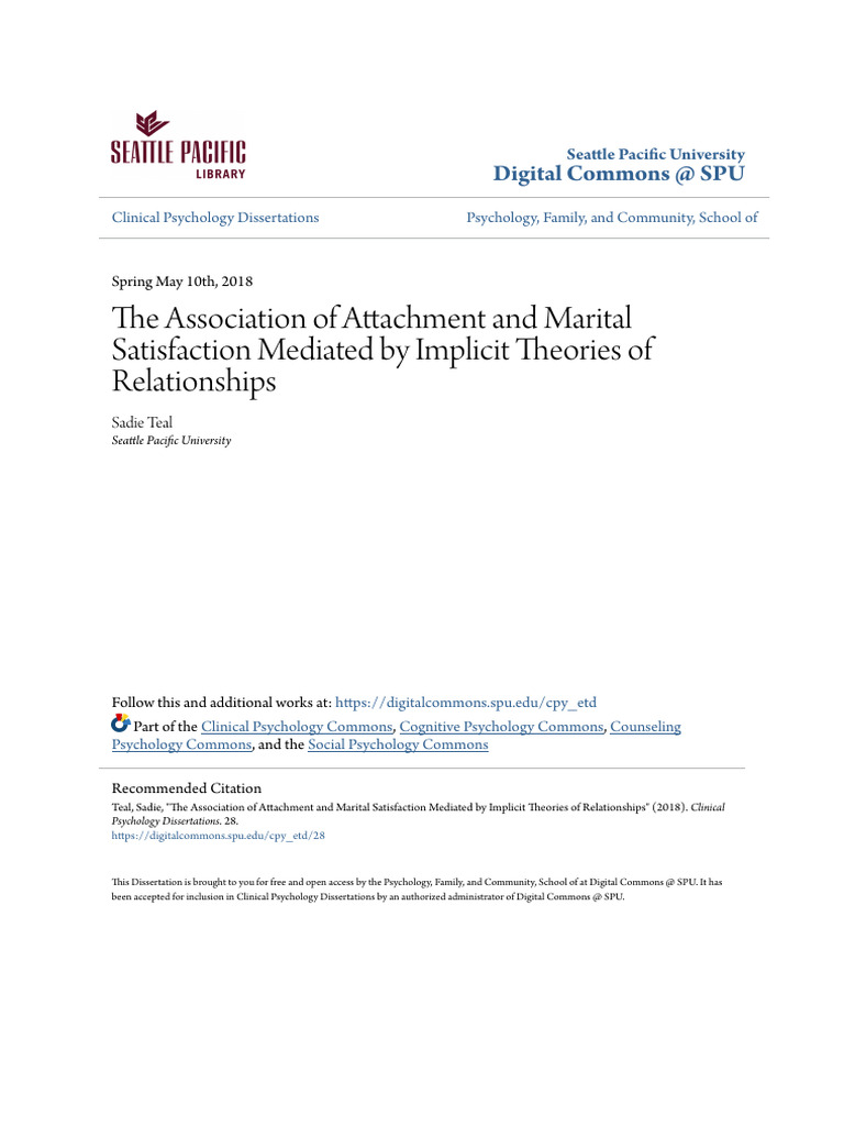 Attachment and Marital Satisfaction Study | PDF | Attachment Theory ...