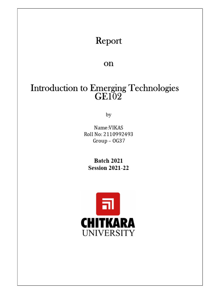 Introduction to Emerging Technologies Report | PDF | Machine Learning ...