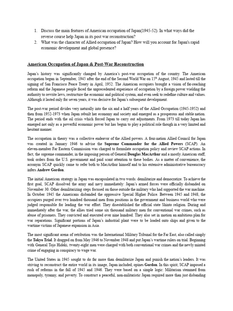 American Occupation Of Japan Pdf Empire Of Japan Government