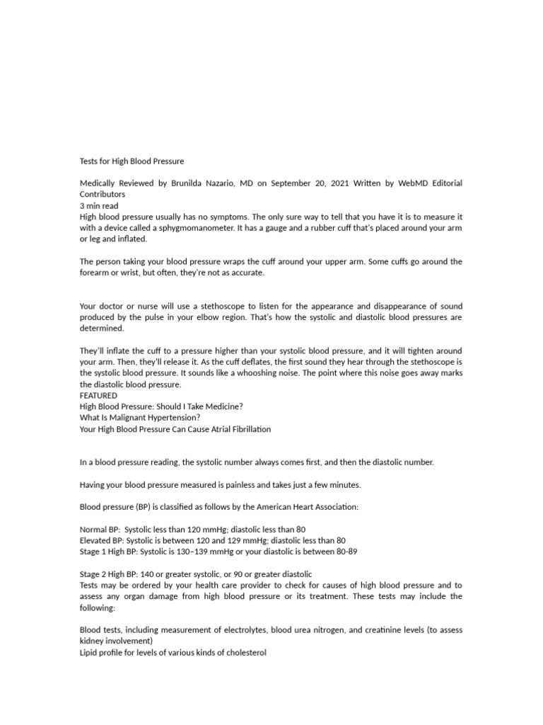 Blood Pressure Measurements PDF 2 | PDF | Blood Pressure | Hypertension
