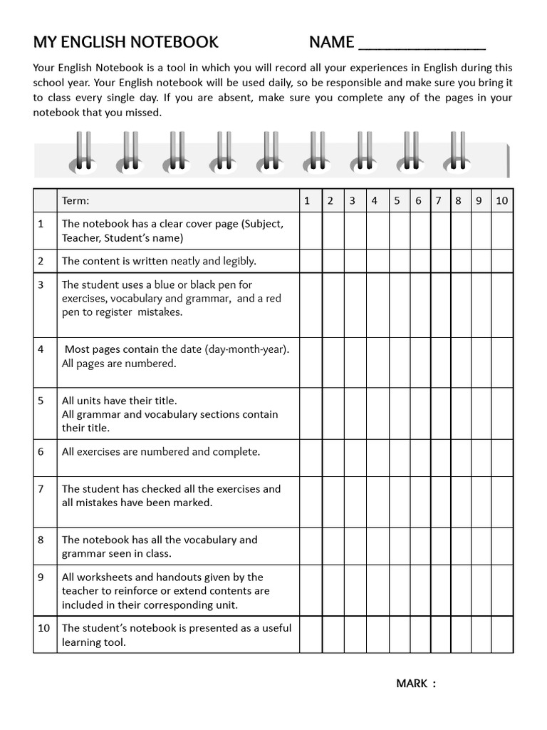 English Notebook Guidelines | PDF