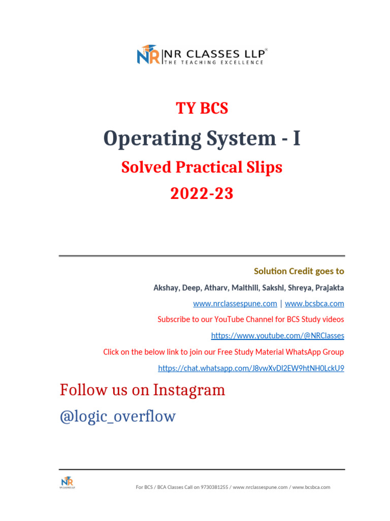 BCS BCA OS Practical Solutions 2022-23 | PDF | Computer Architecture ...