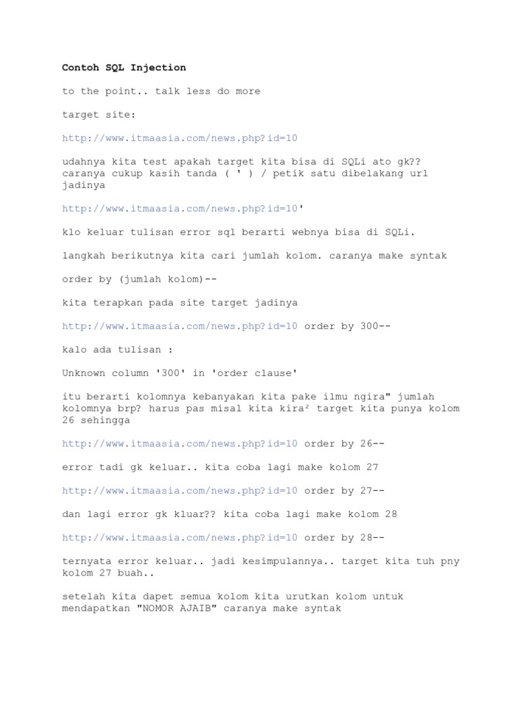 Contoh SQL Injection | PDF