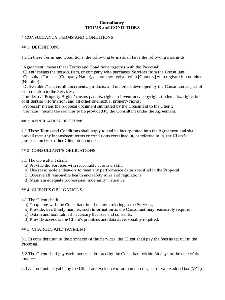 Consultancy Terms and Conditions | PDF | Legal Liability | Tort