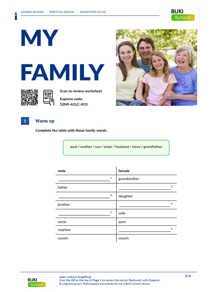Family Vocabulary and Grammar Guide | PDF | Human Communication ...
