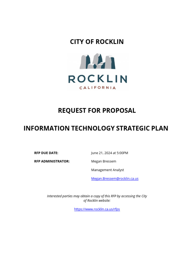 Cor It Strategic Plan RFP Final-2 | PDF | Request For Proposal | Indemnity