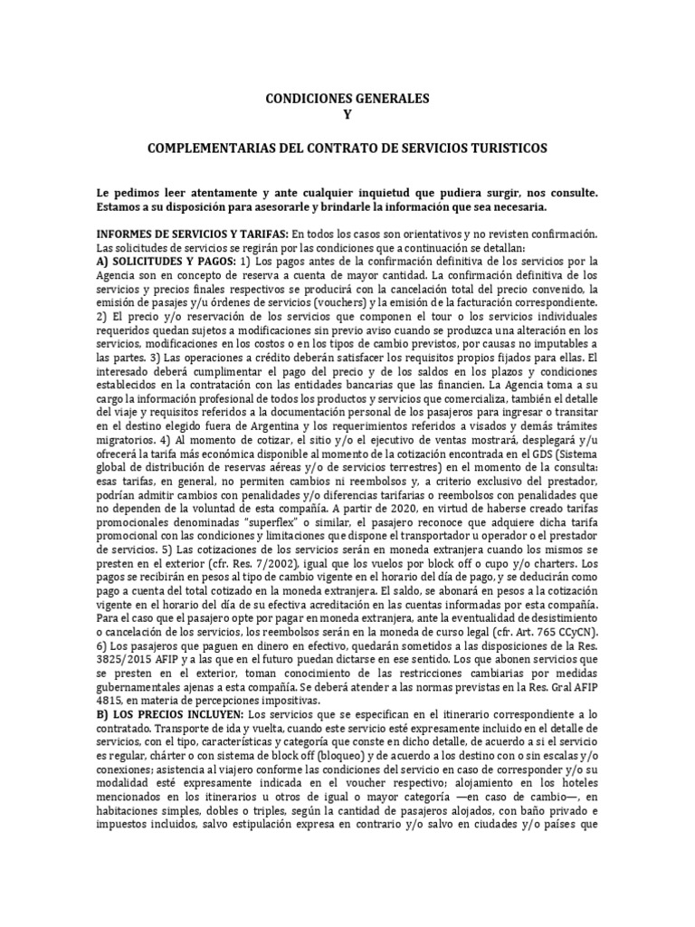 Condiciones Generales 2021 | PDF | Pasajero | Documento de identidad