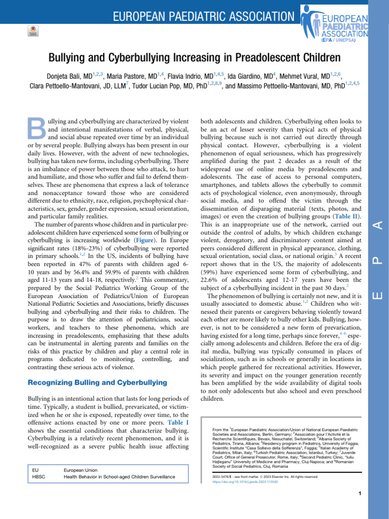 Rise of Bullying in Preadolescents | PDF | Bullying | Cyberbullying