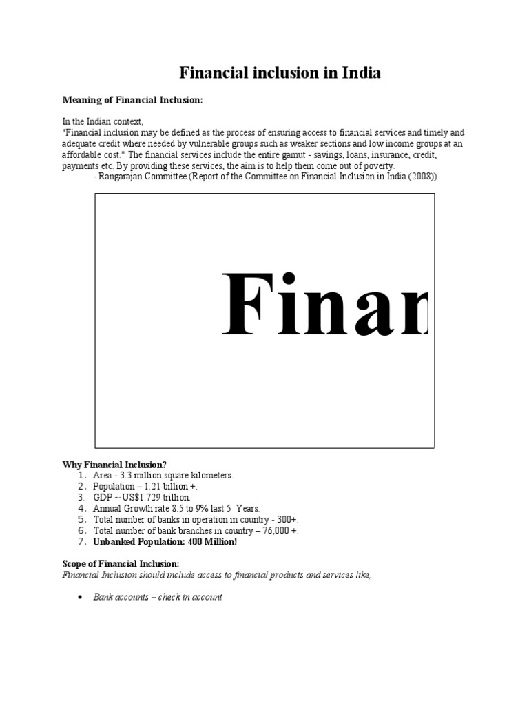 Financial Inclusion in India | PDF | Financial Inclusion | Banks
