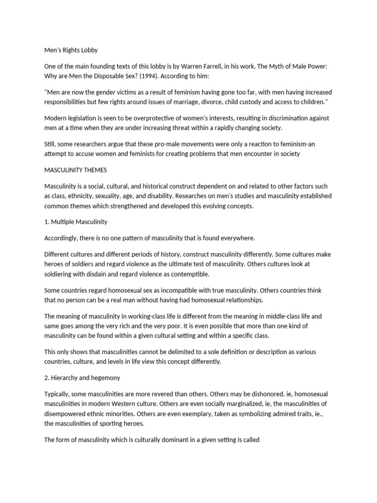 Men and masculinities | PDF | Masculinity | Social Psychology