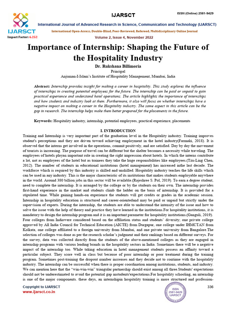 Importance of Internships in Hospitality | PDF | Internship | Job Hunting