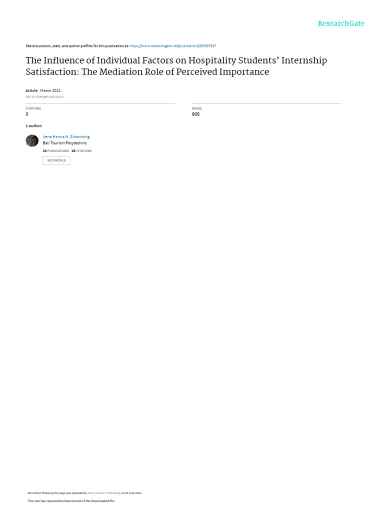 The Influence of Individual Factors On Hospitality | PDF | Attitude ...