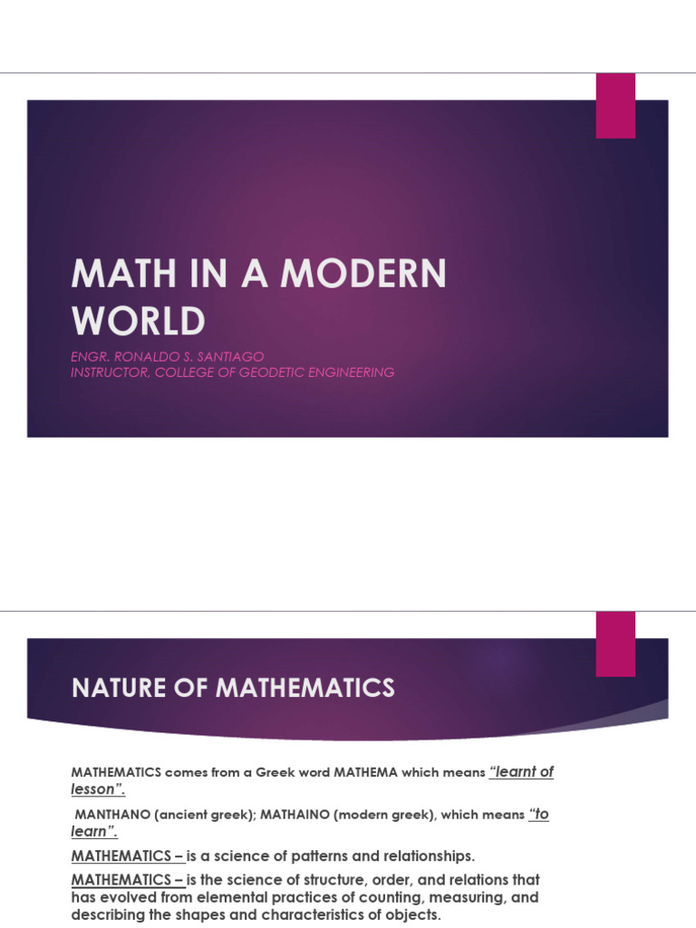 MATH IN A MODERN WORLD - LECTURE - September 25, 2023 | PDF ...