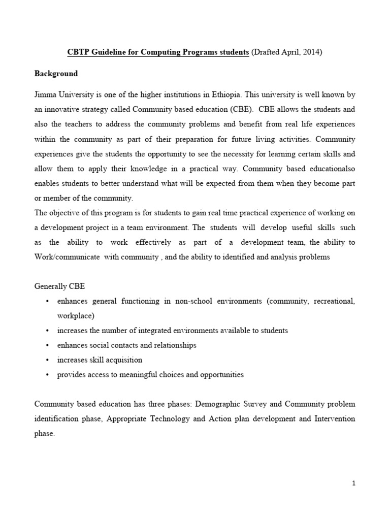 CBE Guidelines for Computing Students | PDF | Methodology | Times New Roman