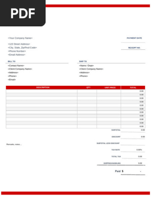 Receipt Template 1 Word