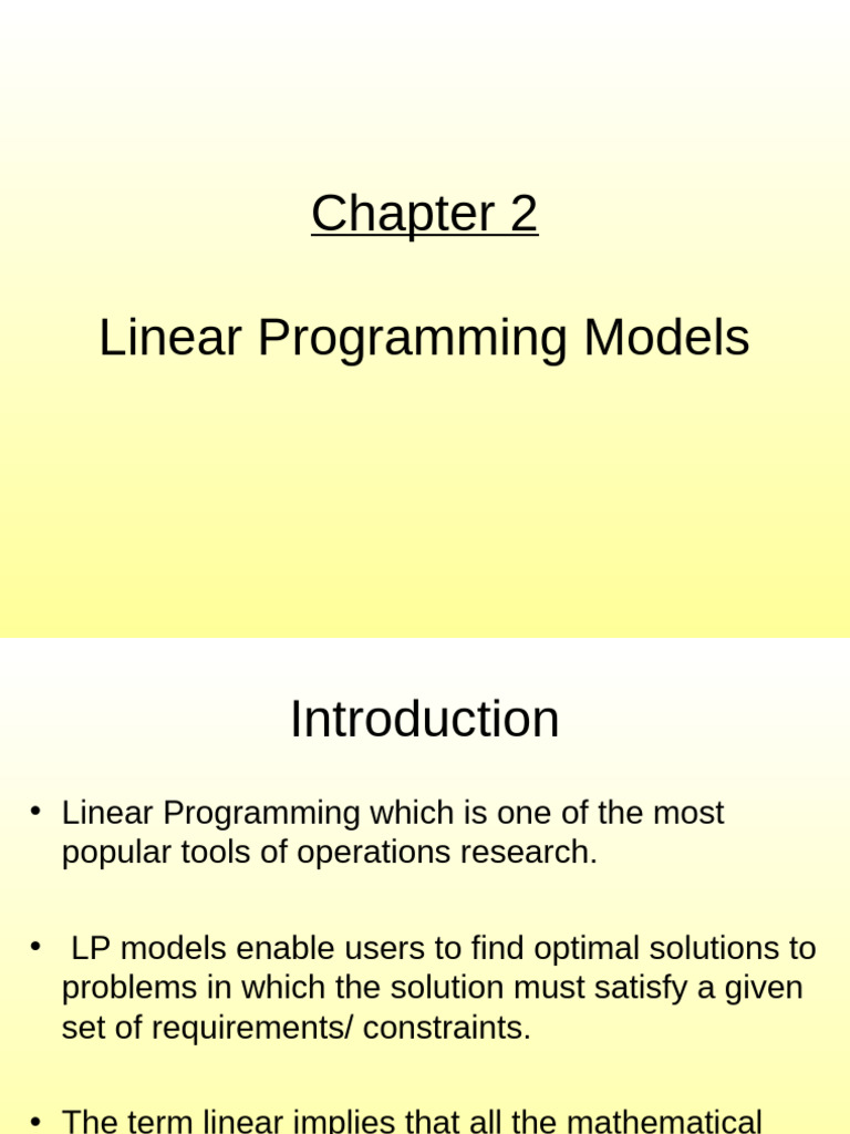 Chapter 2 Part I-LPP | PDF | Linear Programming | Mathematical Optimization
