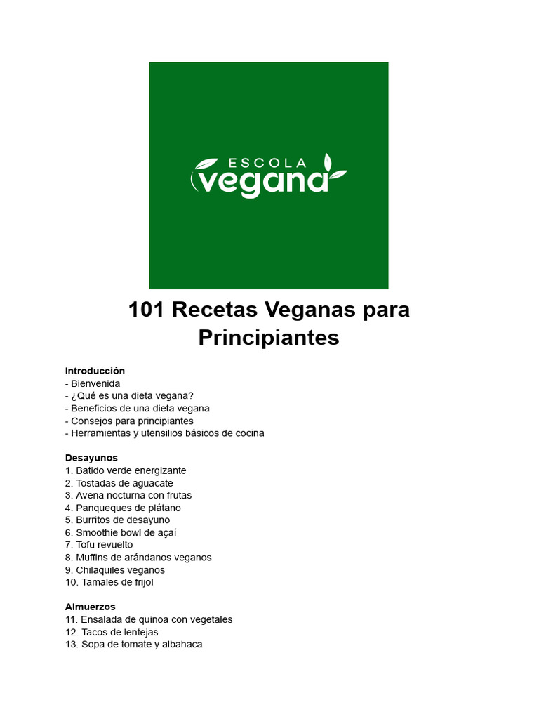 Recetas Veganas para Principiantes | PDF | ensalada | Veganismo