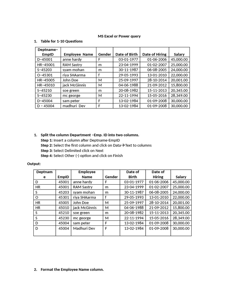 Excel Employee Data Management Guide | PDF