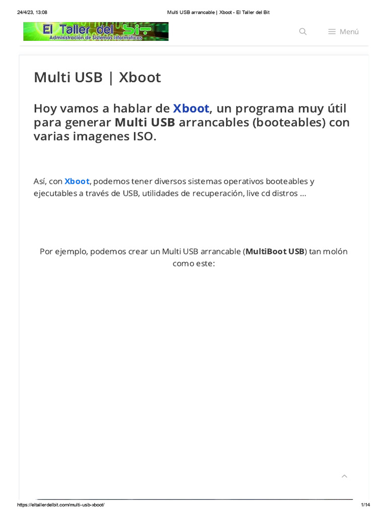 Multi USB Arrancable - Xboot - El Taller Del Bit | PDF | Arranque ...