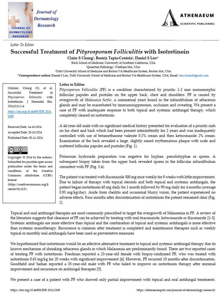 Successful Treatment of Pityrosporum Folliculitis With Isotretinoin ...
