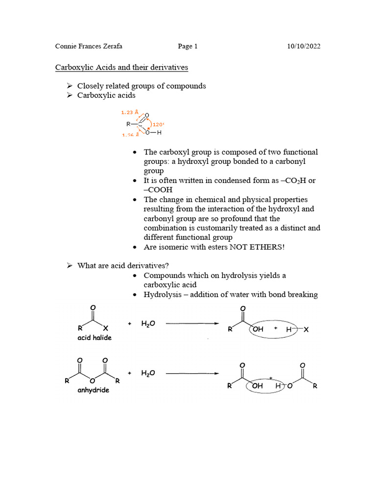 Carboxylic Acid 2022 Notes | PDF | Carboxylic Acid | Acid