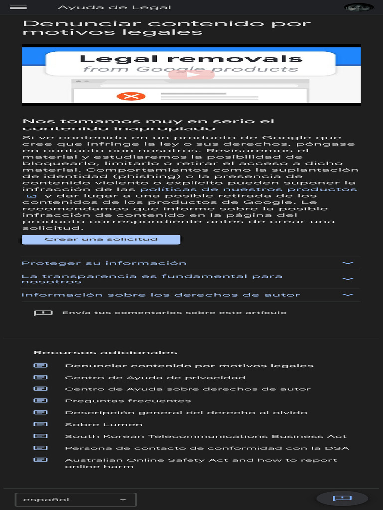 Denunciar Contenido Inapropiado en Google | PDF | Derecho | Informática