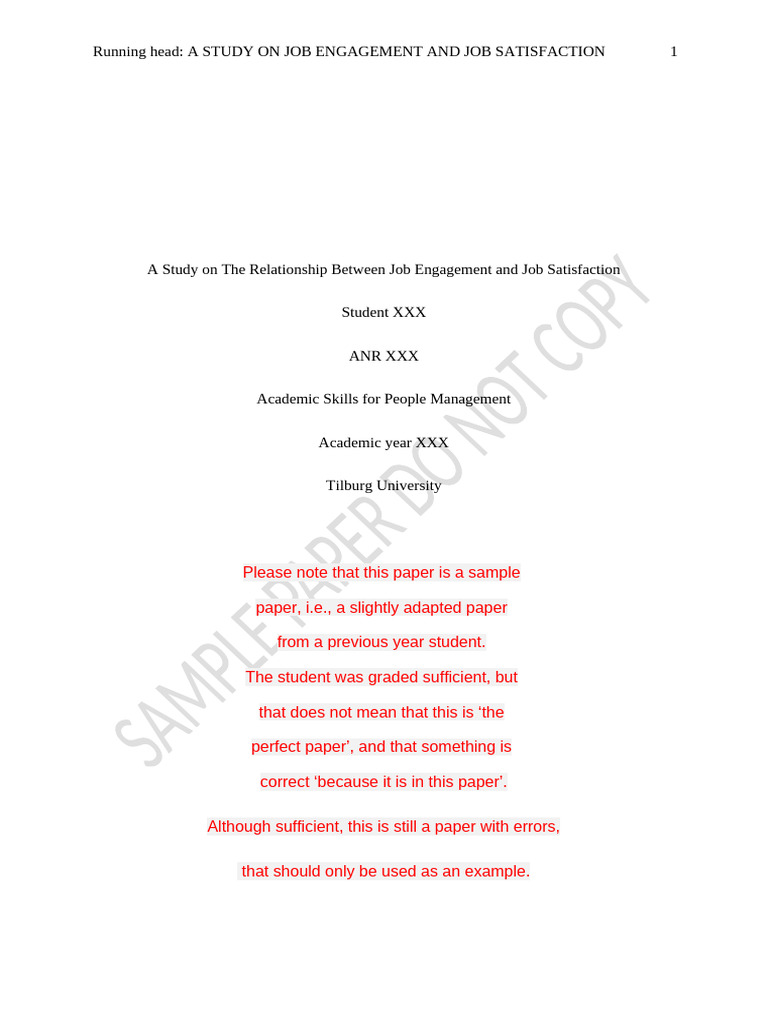 Example Paper, Academic Skills | PDF | Job Satisfaction | Sampling ...
