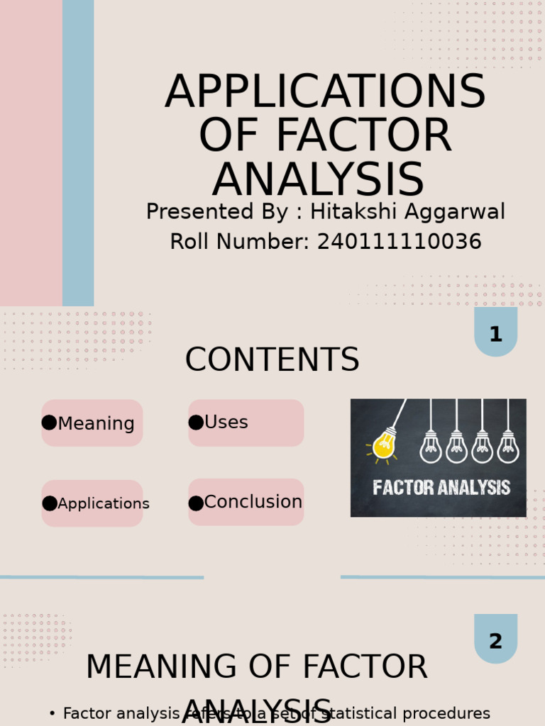 Applications of Factor Analysis | PDF | Psychology | Factor Analysis