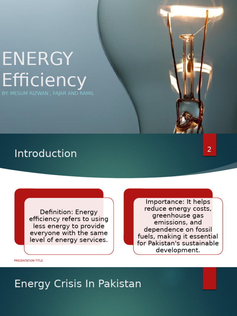 Energy Efficiency Strategies for Pakistan | PDF | Efficient Energy Use ...