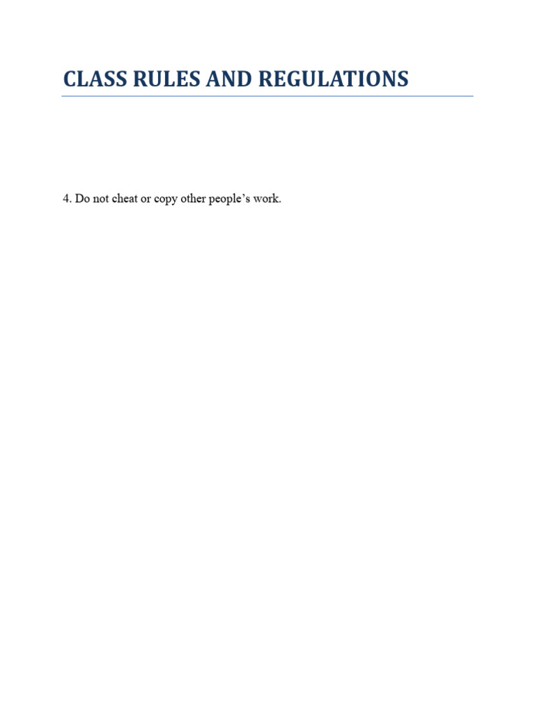 Class Rules and Regulations | PDF