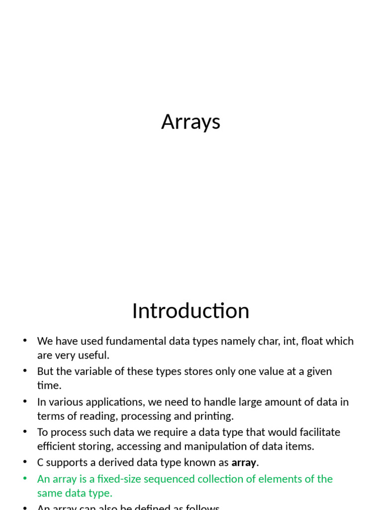 Unit 2-Arrays PPT | PDF | String (Computer Science) | C (Programming ...