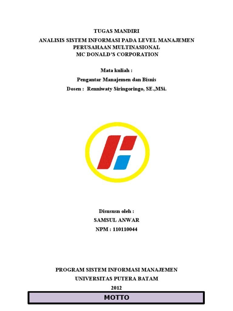 Contoh Makalah Sistem Informasi Manajemen Perusahaan