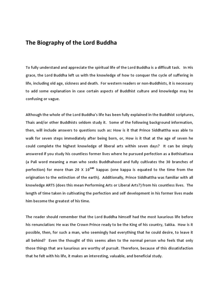 The Biography of the Lord Buddha Gautama Buddha Enlightenment In