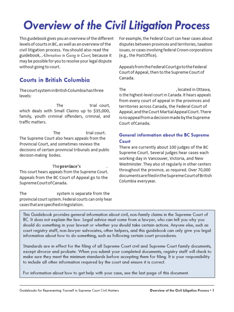 Overview of The Civil Litigation Process | PDF | Lawsuit | Court System ...