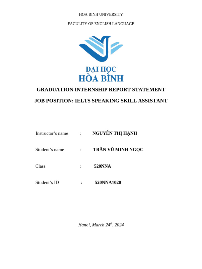 (Checked) GRADUATION INTERNSHIP REPORT STATEMENT | PDF