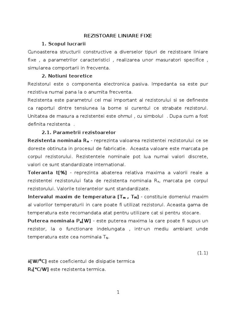 Rezistoare Liniare Fixe | PDF