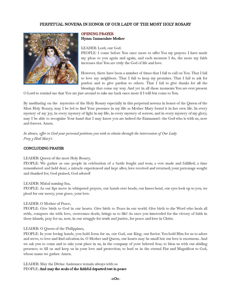 Perpetual Novena to Our Lady of Rosary | PDF | Rosary | Prayer