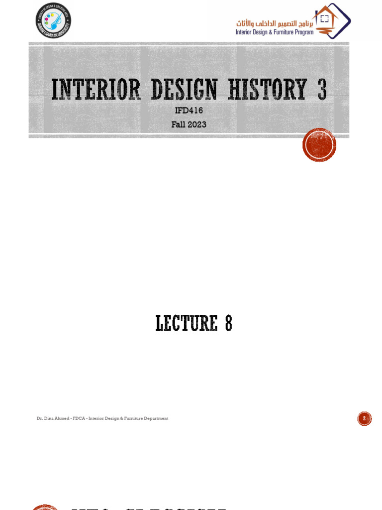 Interior Design History 3 - Lecture 8 | PDF | Furniture | Interior Design
