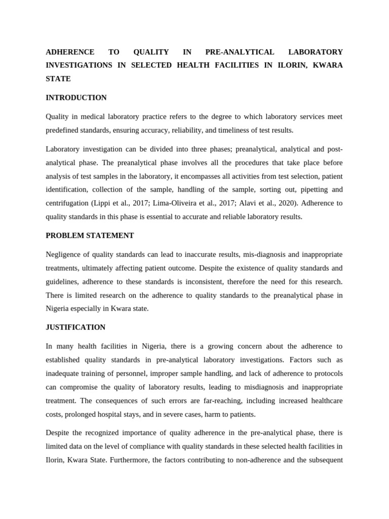 Quality Adherence in Pre-Analytical Phase | PDF | Medical Error ...