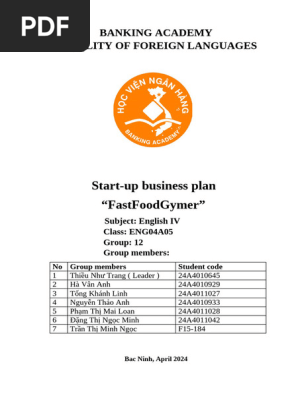 Start-up Business Plan “Fastfoodgymer”