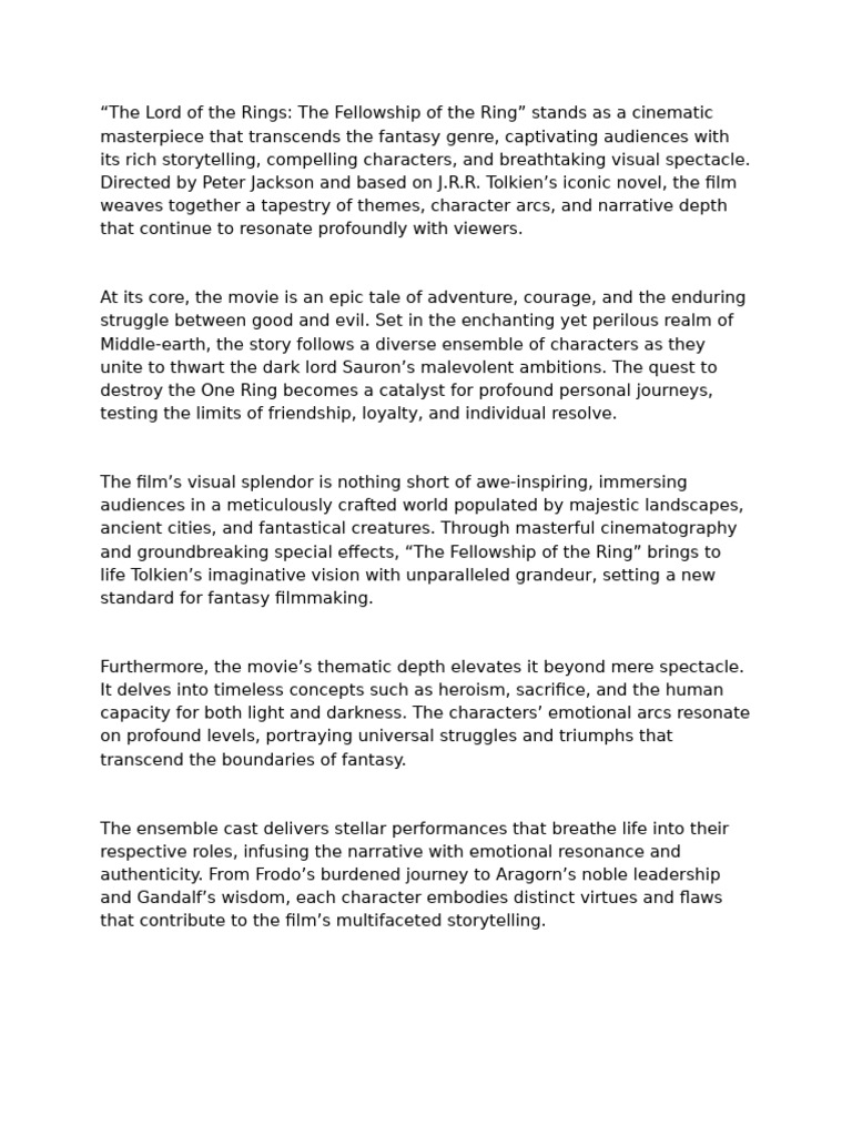 The Lord Of The Rings PDF Middle Earth J R R Tolkien