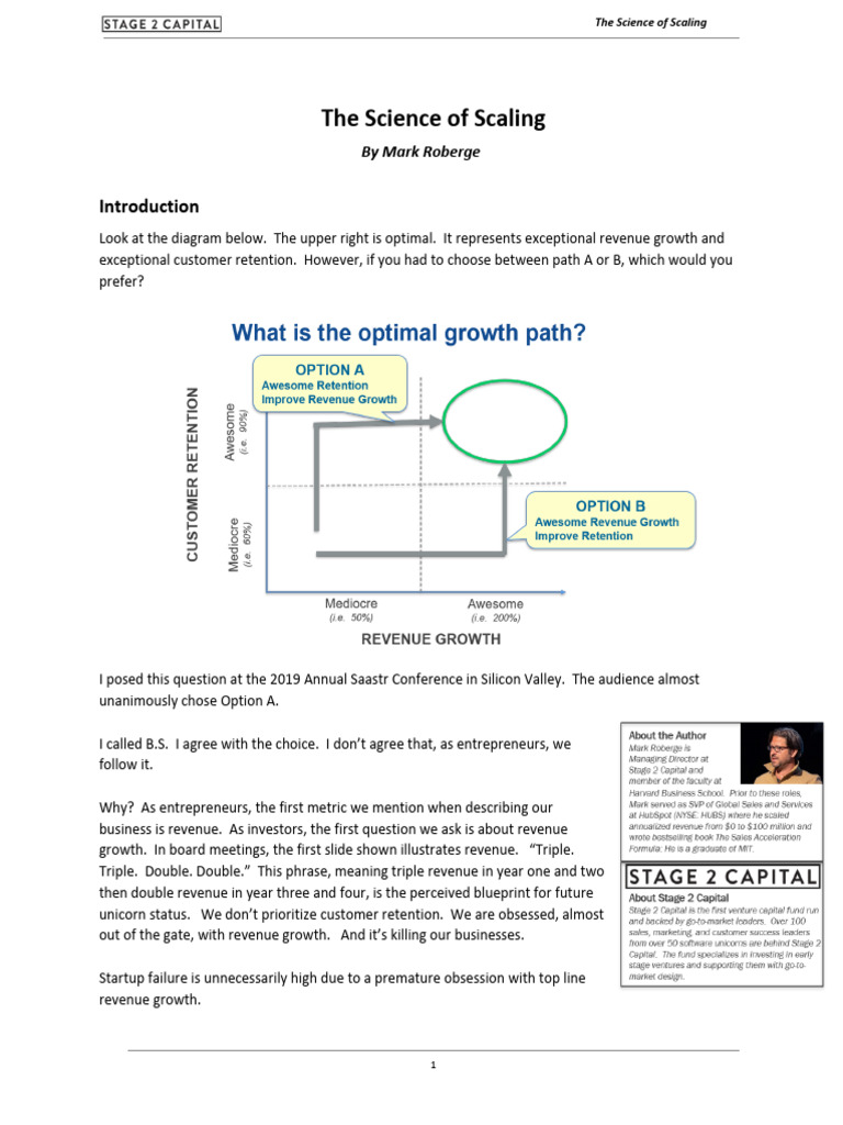 Stage 2s Science of Scaling | PDF | Sales | Employee Retention